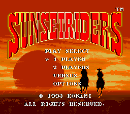 Sunset Riders (Europe) Title Screen
